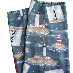 Vintage Springs Fabric Shower Curtain Light Houses Stars Ocean Multicolor Blue